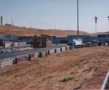 photo of a burnout at starting line